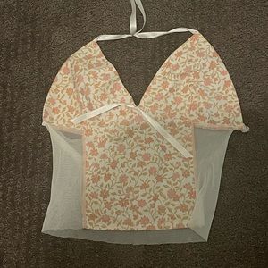 floral and mesh size small halter top